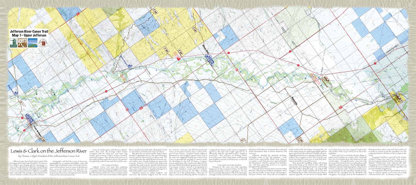 Upper Jefferson River Map, Montana.
