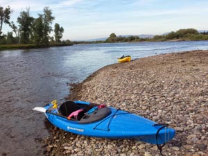 Kayaks on Jefferson River, MT.