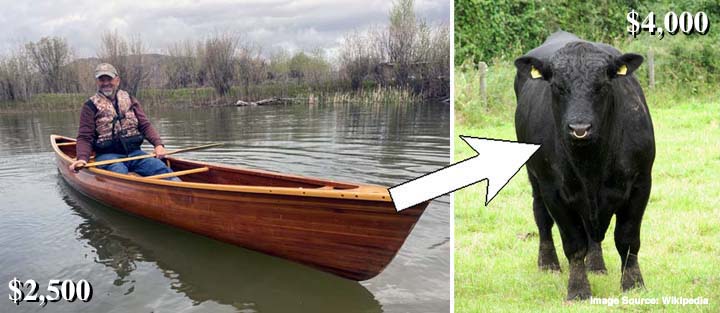 Trading a canoe for a cow.